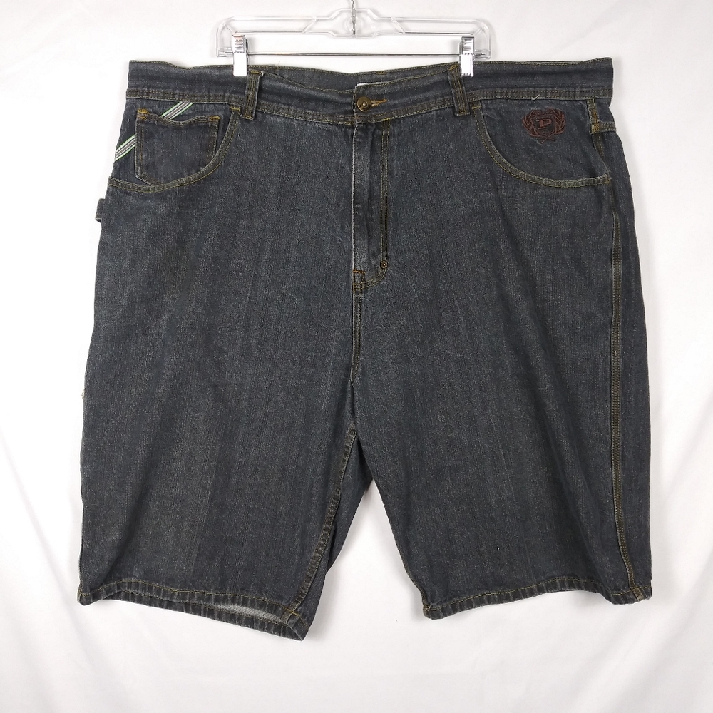 Vintage Phat Farm Jean Shorts Men's 50 Blue Dark Jorts Baggy Hip Hop Logo Y2K
